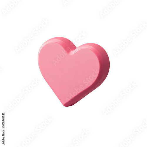 Romantic 3D pink heart with smooth, glossy texture perfect for Valentine's Day designs, wedding invitations, or expressing love and affection beautifully
