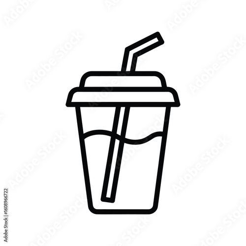 Simple outline icon of a takeaway drink cup with a straw