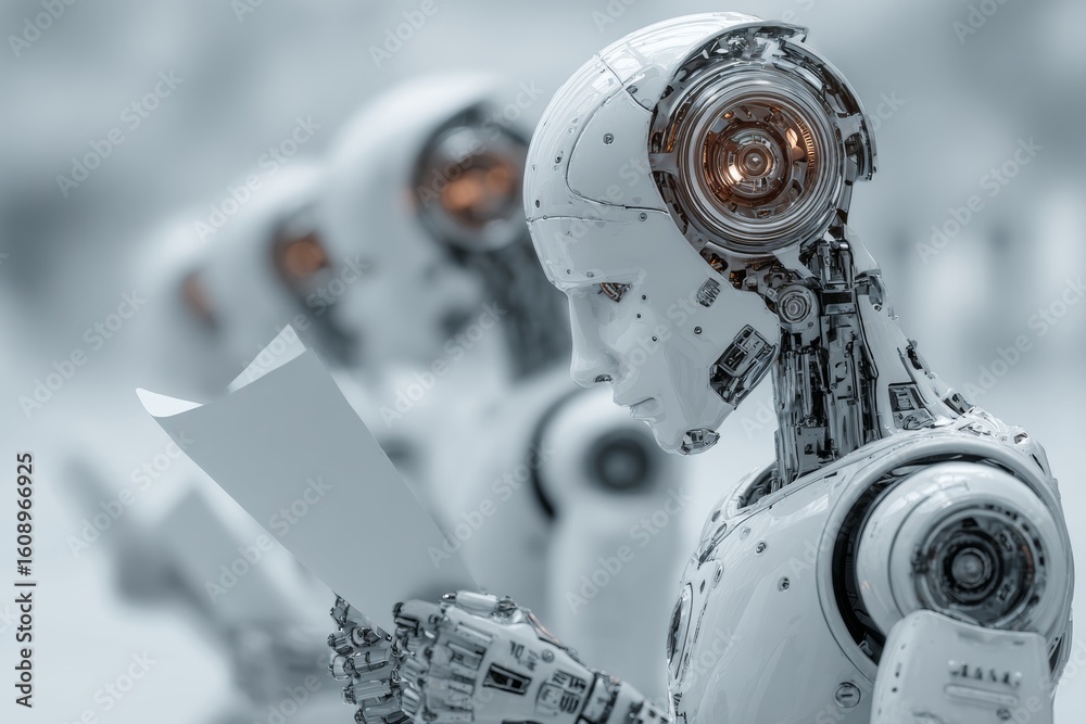 Fototapeta premium A new school year begins with robot helpers. Field trips and activities planned for student engagement.