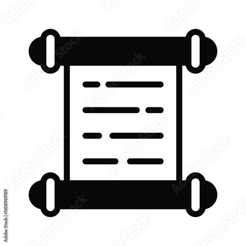 Modern glyph icon of ancient rolled parchment scroll