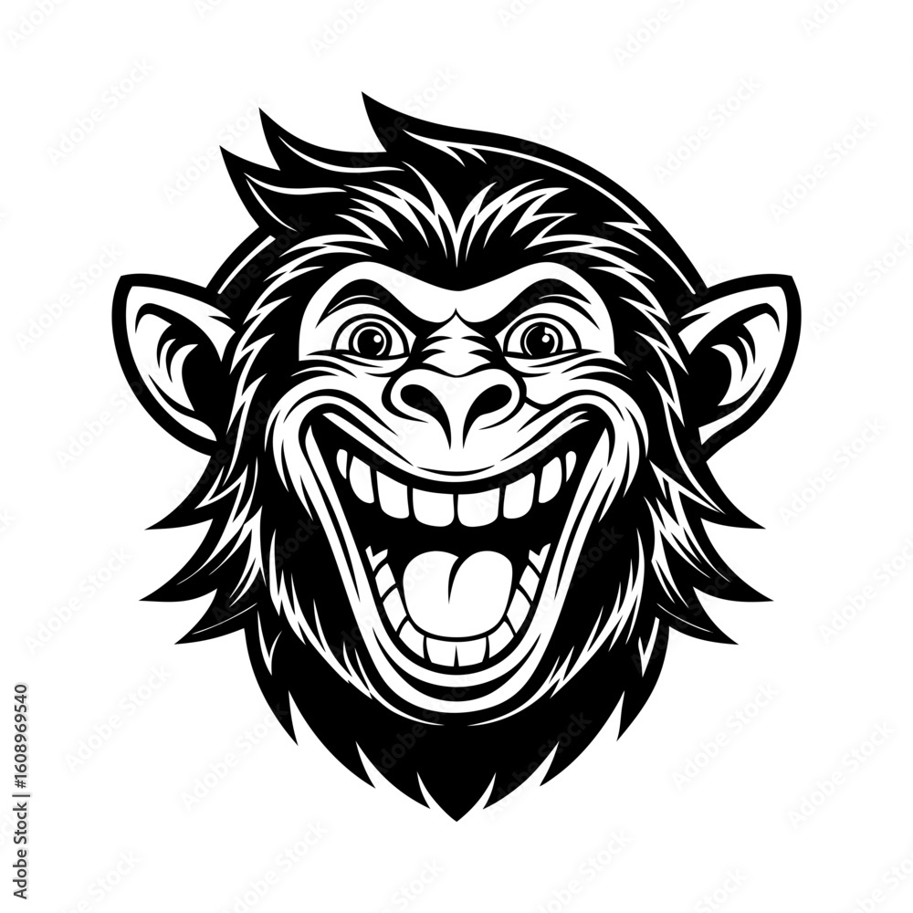 Obraz premium Angry Munky head vector illustration and tattoo mascot design
