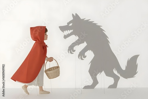 Little Red Riding Hood and Big Bad Wolf shadow puppets.