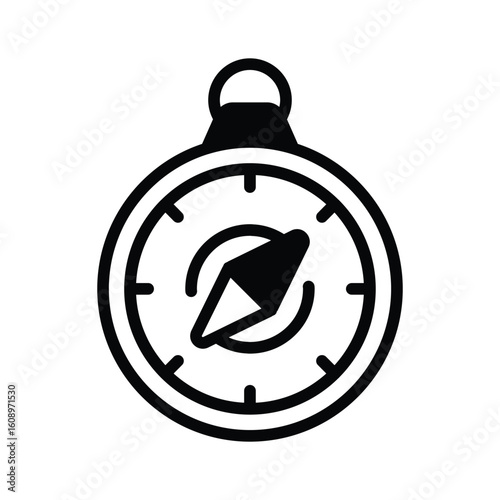 A handy glyph icon of round travel compass