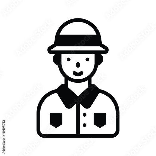 Premium glyph style icon of archaeologist holding brush