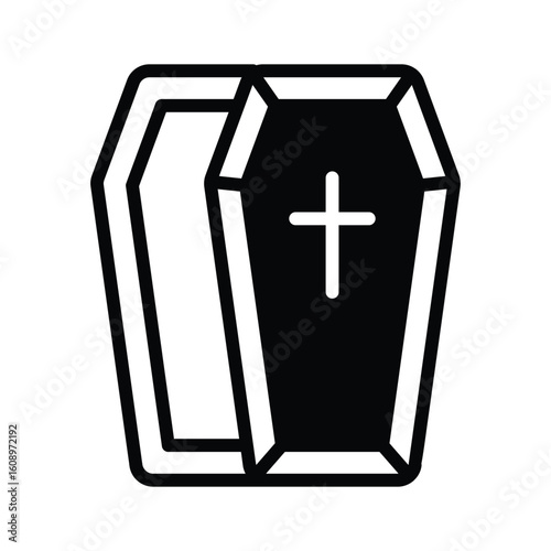 Modern glyph style icon of old wooden coffin