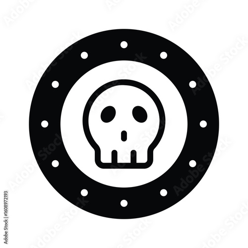 Easy to use glyph icon of ancient skull coin
