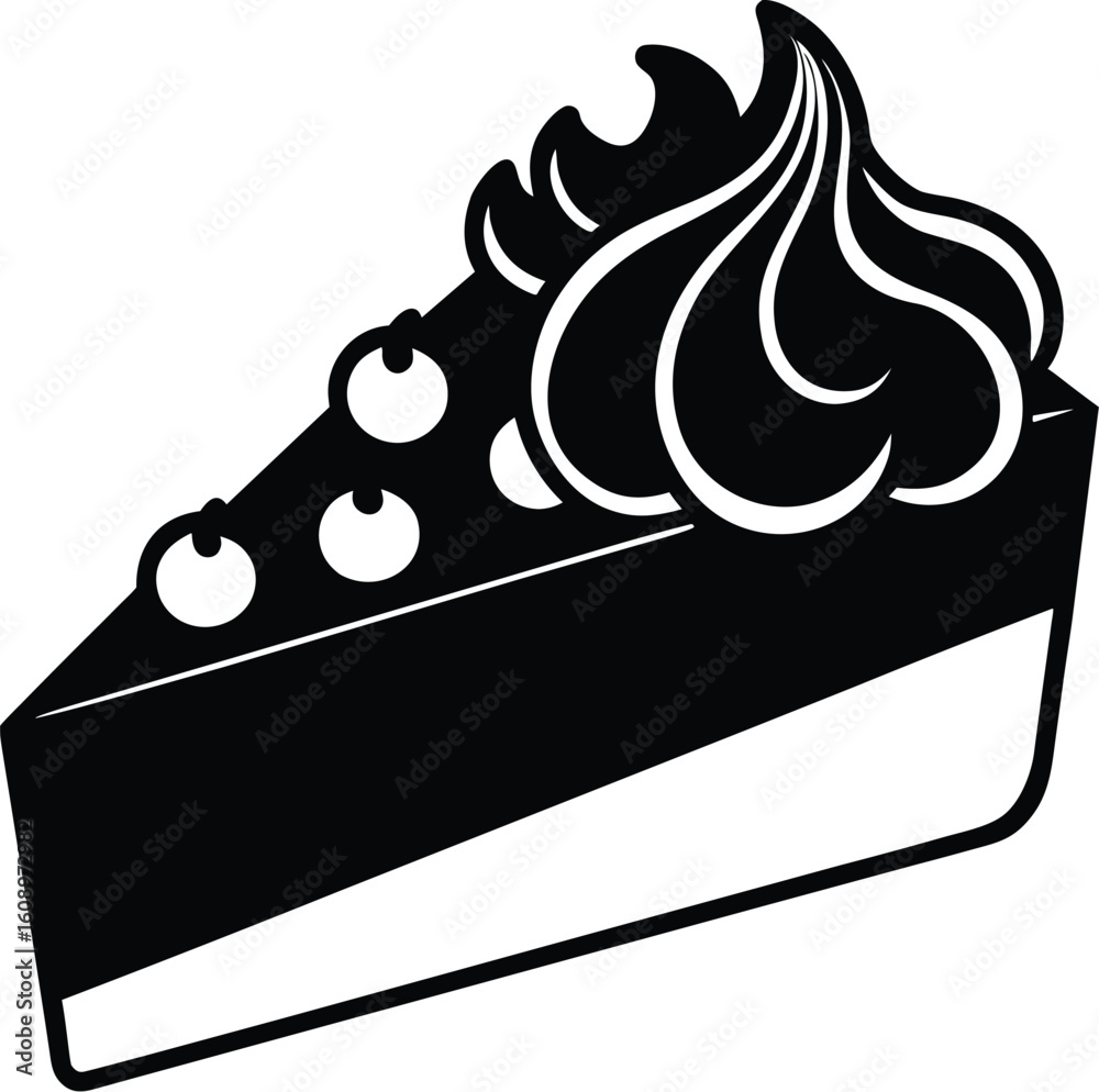 Obraz premium Creamy Cake Slice with Berries silhouette