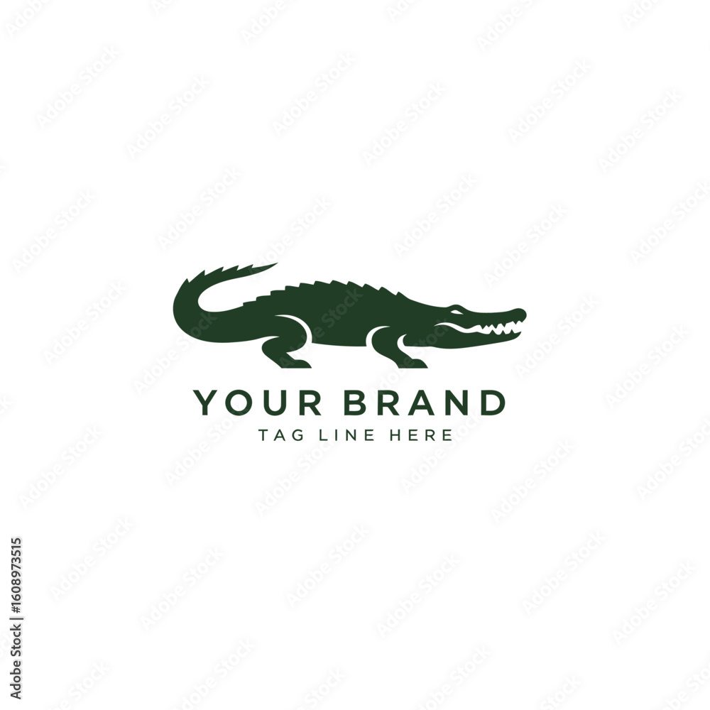 Fototapeta premium Crocodile logo vector illustration. Alligator brand identity silhouette