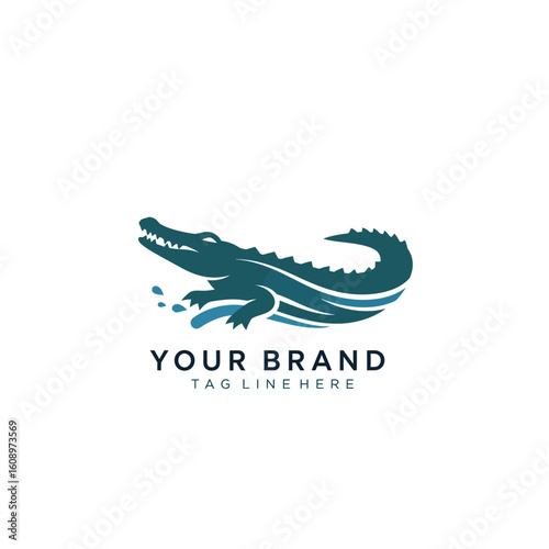 Crocodile logo vector illustration. Alligator brand identity silhouette