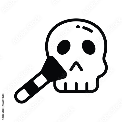 Handy glyph icon of ancient human skull