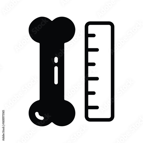 Modern glyph icon of bone measurement calipers