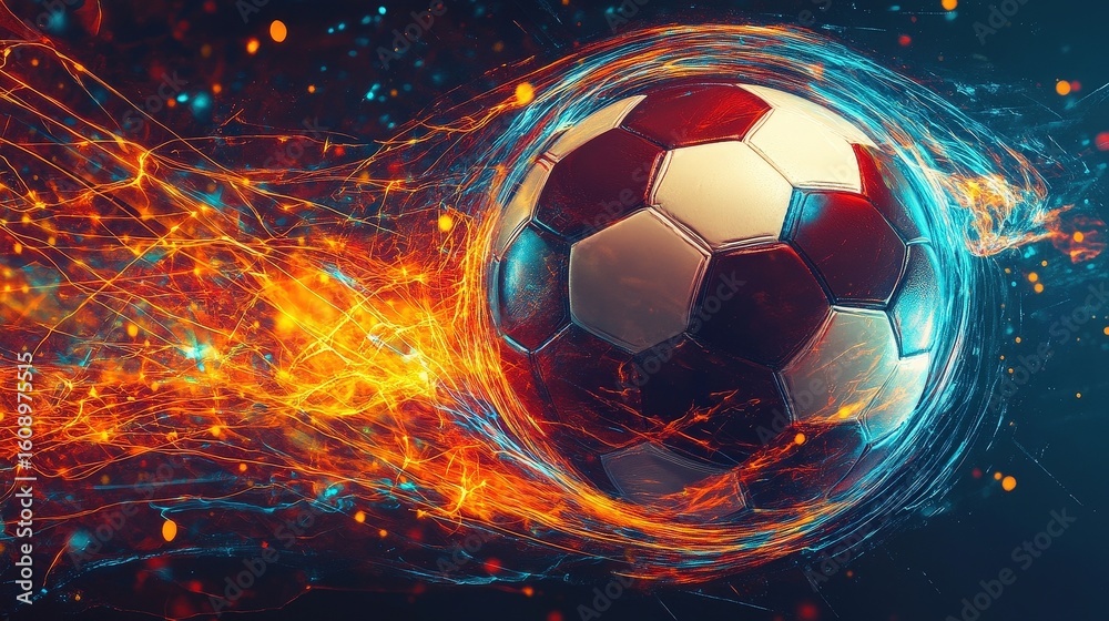 Fototapeta premium fiery soccer ball in motion