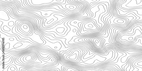 Beautiful line art topographic map, abstract cartography artistic map topographic contour in lines and contours topo design, white on black background Topographic line map pattern and modern.