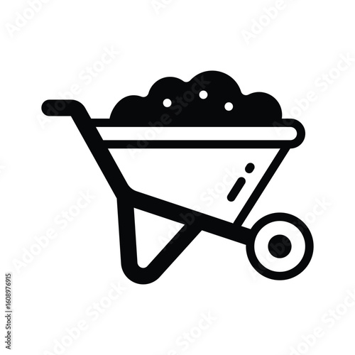 Easy to use glyph style icon of transport wheelbarrow