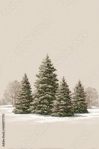 stunning new years  scene features beautifully decorated christmas trees on clean solid color background