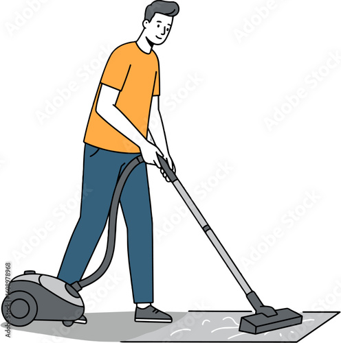 A person cleaning with a vacuum cleaner.