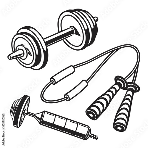 Dumbbell barbell jump rope and roller fitness