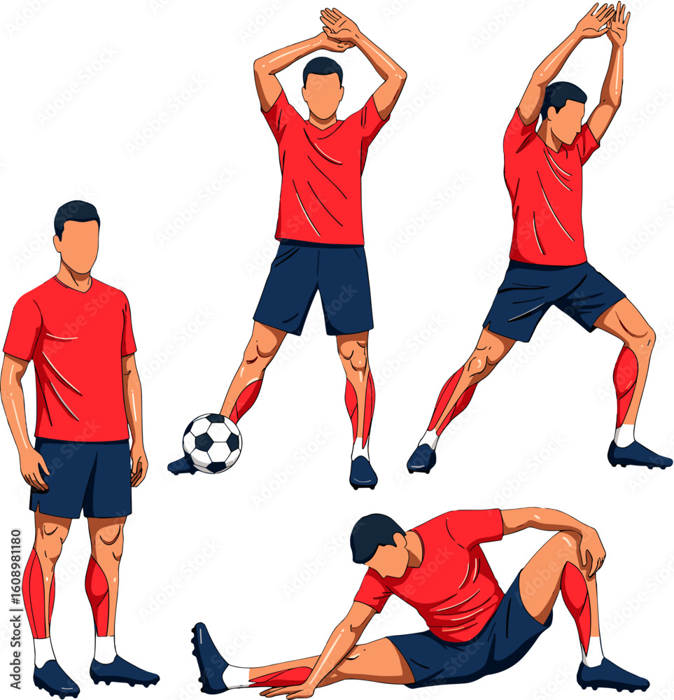 Fototapeta premium A Soccer Player Demonstrating Stretching Exercises.