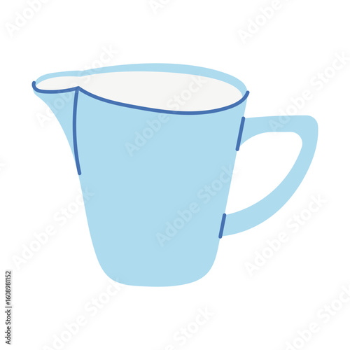 Milk in a measuring cup. Dairy product for healthy eating. Vector illustration.