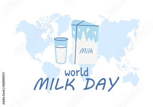 World Milk Day. Background, banner, poster for June 1. Vector illustration.