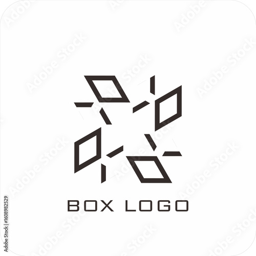 A set of editable vector box templates featuring isometric mockups, flat dieline layouts, and minimalist logo and icon designs. Ideal for product packaging, branding, and print use.