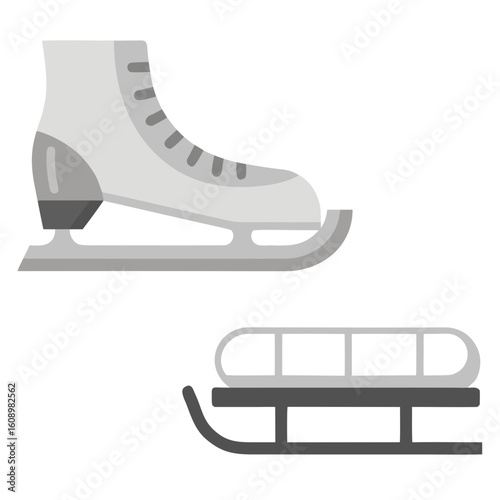 Ice skate and sled icons winter sports