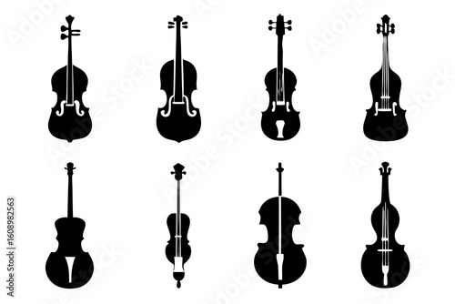 Collection of silhouetted string instruments