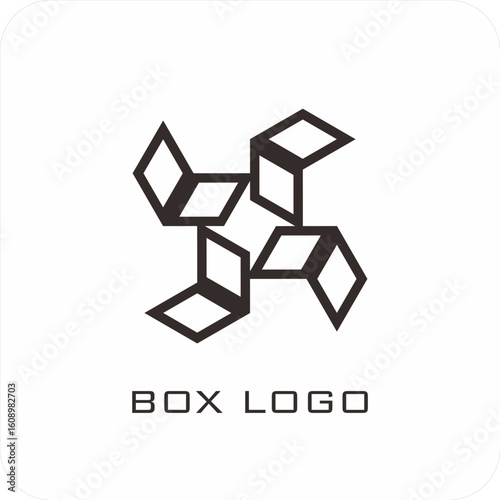 A set of editable vector box templates featuring isometric mockups, flat dieline layouts, and minimalist logo and icon designs. Ideal for product packaging, branding, and print use.