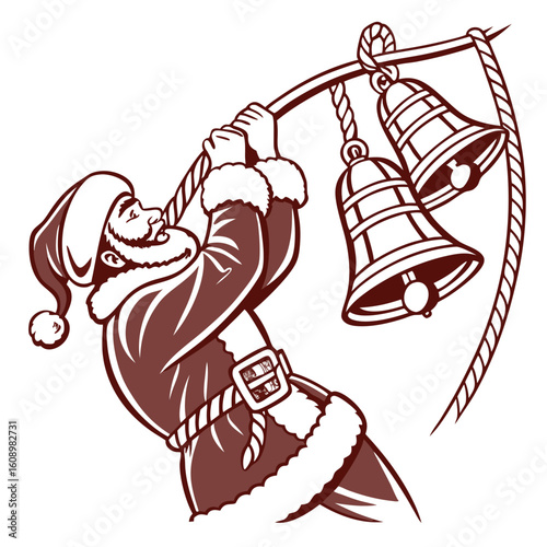 Jolly Santa ringing sleigh bells with festive joy Santa Claus Christmas