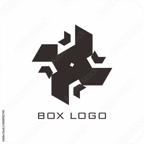 A set of editable vector box templates featuring isometric mockups, flat dieline layouts, and minimalist logo and icon designs. Ideal for product packaging, branding, and print use.