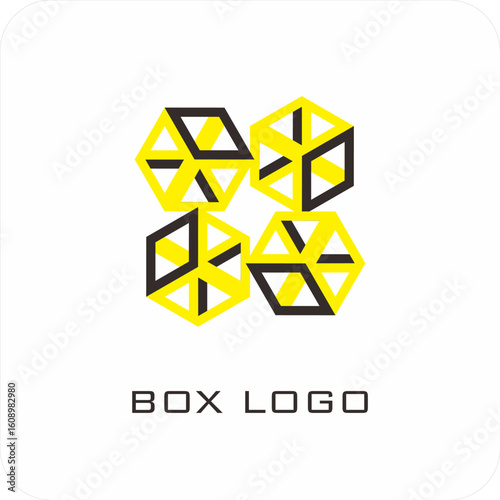 A set of editable vector box templates featuring isometric mockups, flat dieline layouts, and minimalist logo and icon designs. Ideal for product packaging, branding, and print use.