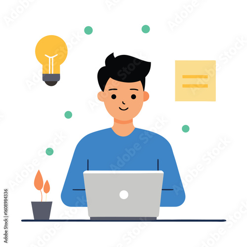 Young entrepreneur preparing for startup pitch isolated on white background