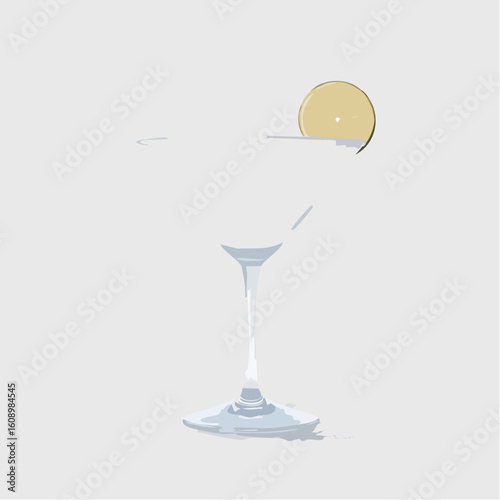 Verre à cocktail, transparent blanc, rondelle d'orange 