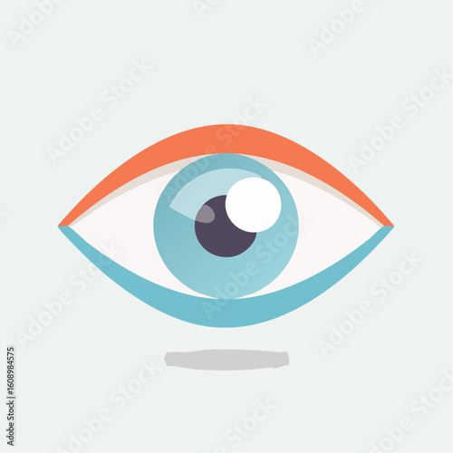 Un oeil stylisé, formes simples, en gros plan