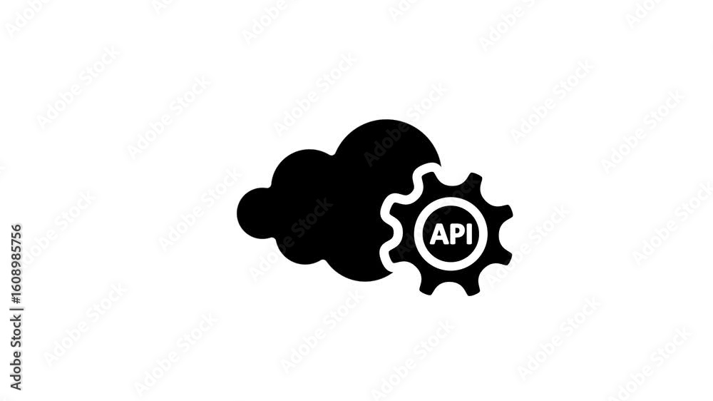 API cloud icon isolated. Application Programming Interface concepts, Application Programming Interface text with moving gears icon animation . API cloud icon isolated. Application Programming Interface concepts, Application Programming Interface text with moving gears icon animation .