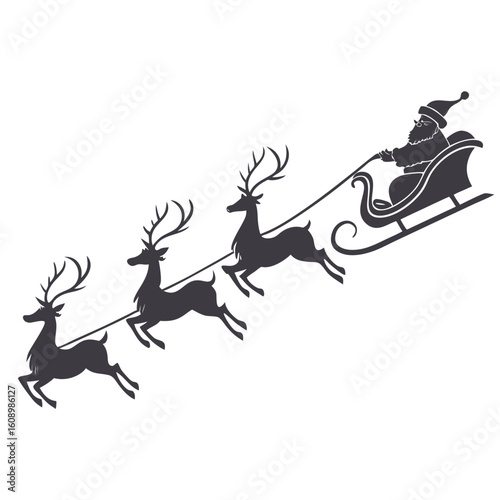 Santa Claus sleigh pulled by reindeer christmas holiday
