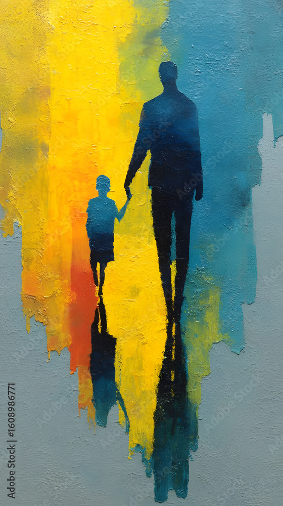 Obraz premium Dynamic Abstract Human Form with Yellow Accent