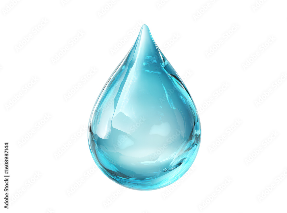 Obraz premium Single transparent blue water drop isolated on black background. Isolated On Transparent Background