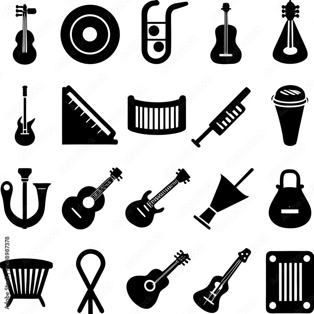 Fototapeta premium Collection of various musical instruments and accessories