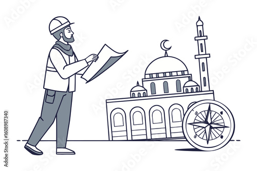 Architectural planning and design for a new islamic mosque with a focus on traditional elements and modern construction techniques