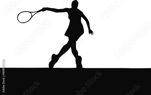 Tennis player striking ball silhouette sport athlete