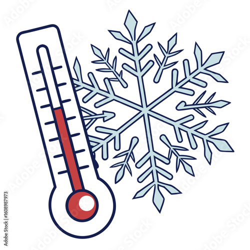 Thermometer and Snowflake cold temperature