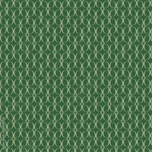 Seamless Vintage Circle Chain Pattern in Forest Green and Sage Colors