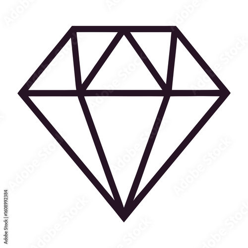 Simple Diamond: An elegant diamond with its facets rendered in a clean, modern style. 