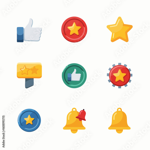 Flat Design Social Media Icons Set User Interface Engagement Notifications