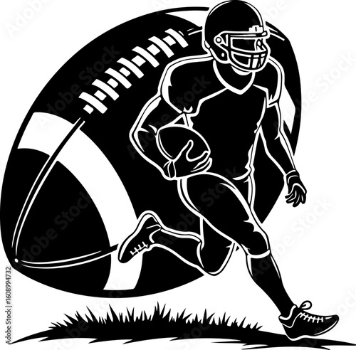 Gridiron Glory: Running Back Silhouette with Football"