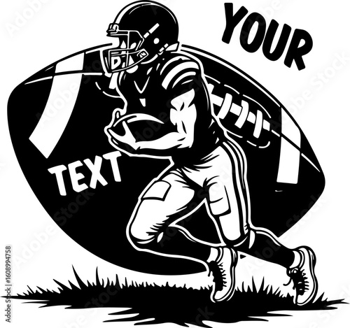 Gridiron Glory: Running Back Silhouette with Football"