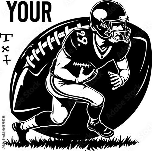 Gridiron Glory: Running Back Silhouette with Football"