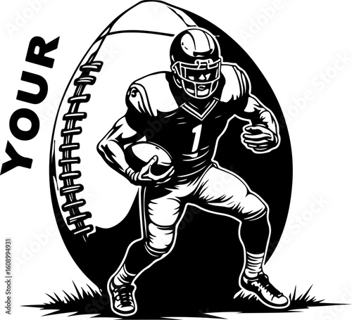 Gridiron Glory: Running Back Silhouette with Football"
