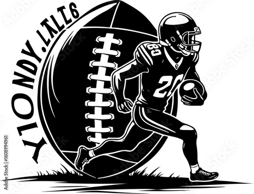 Gridiron Glory: Running Back Silhouette with Football"
